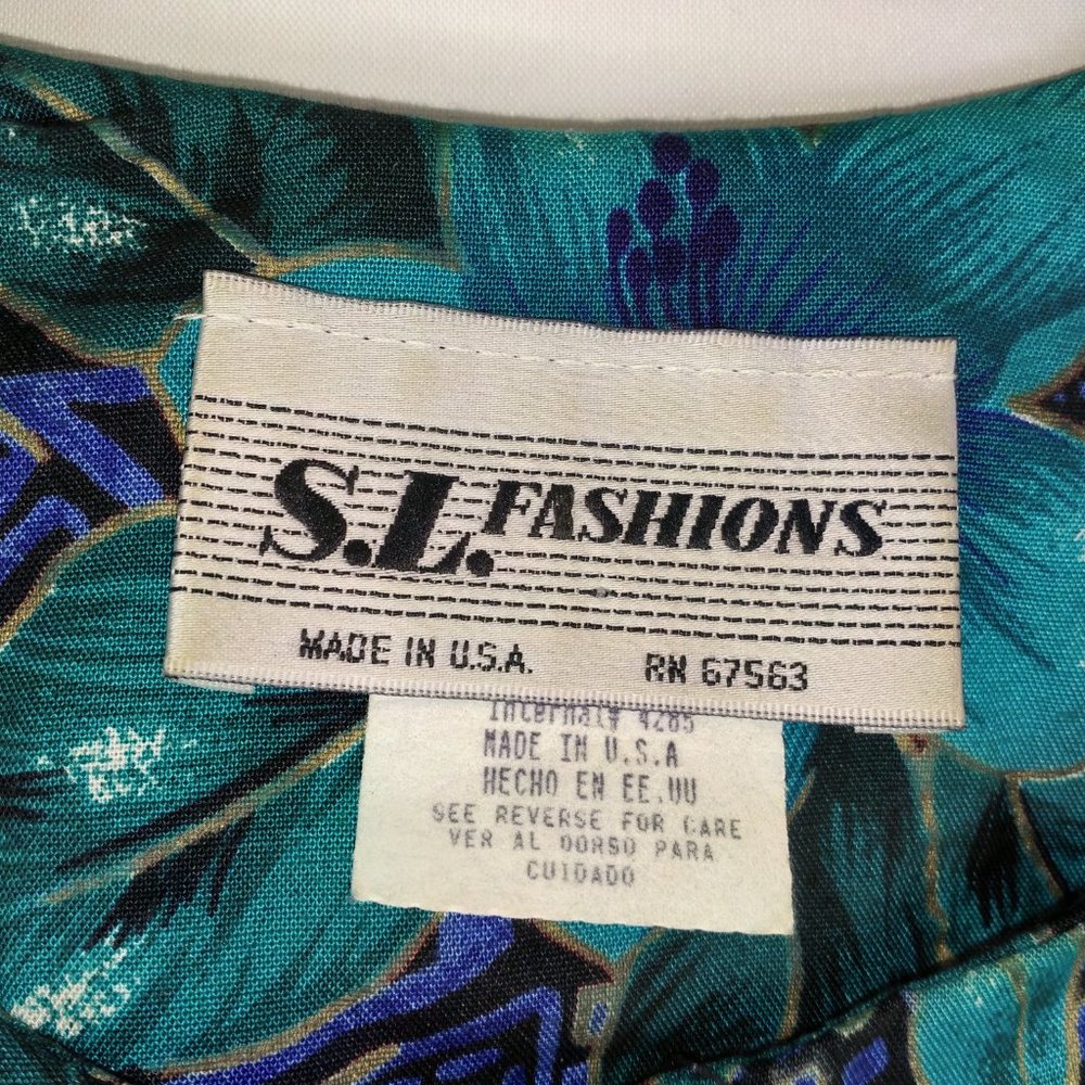 Vintage 80s SL Fashions Floral Belted Dress Sz.10P - Picture 7 of 9